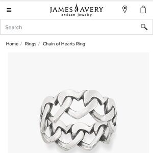 James Avery Silver Chain of hearts ring